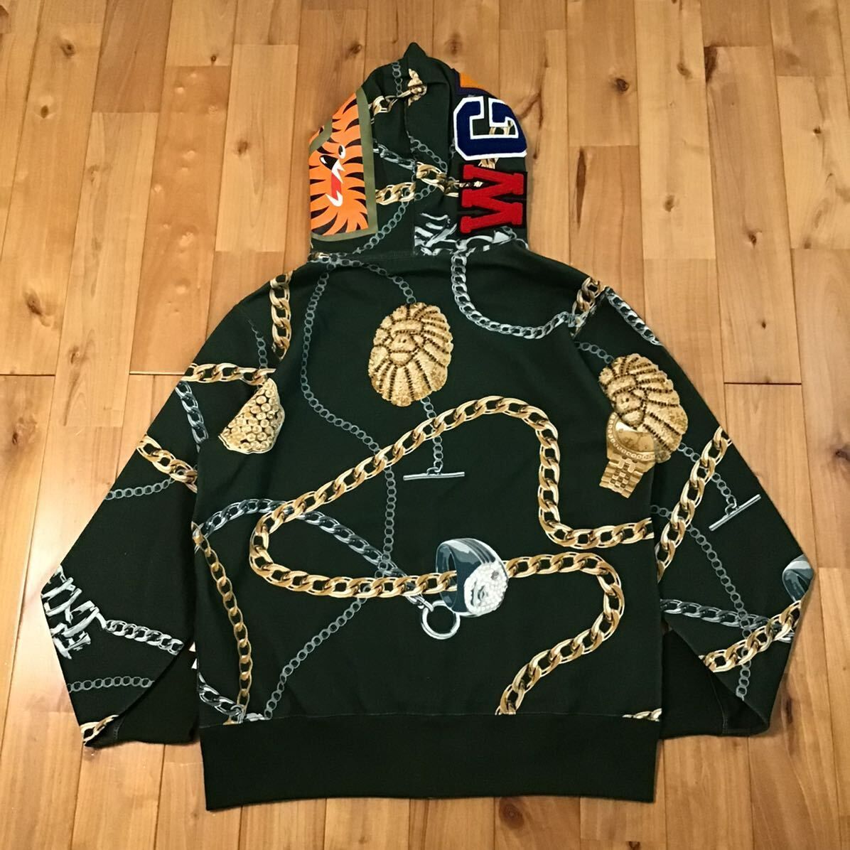 BAPE JEWELS SHARK FULL ZIP HOODIE Mサイズ green a bathing ape