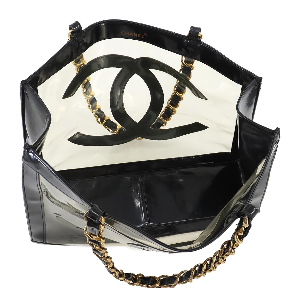 シャネル CHANEL ココマーク チェーン トート バッグ エナメル