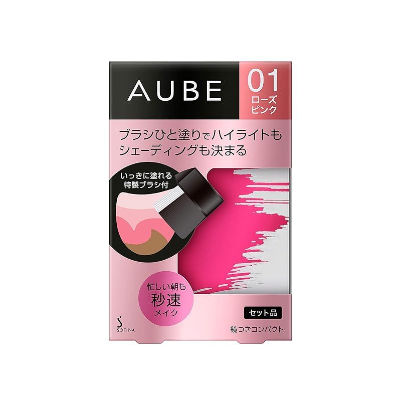 Aube＼オ－ブ ブラシひと塗りチーク 01 本体 ピンク 5.7