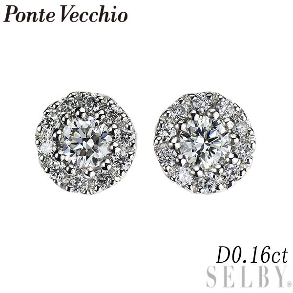 Pt900オパール&ダイヤピアス ポンテヴェキオ Pt999/ Pt900 ダイヤモンド ピアス 0.16ct