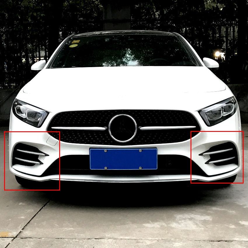 外装パーツ メンズ け スポーツデザイン フロントグリル フォグランプガーニッシュ ベンツ Aクラス A180L A200L 2019年式対応 ABS製 マットシルバー