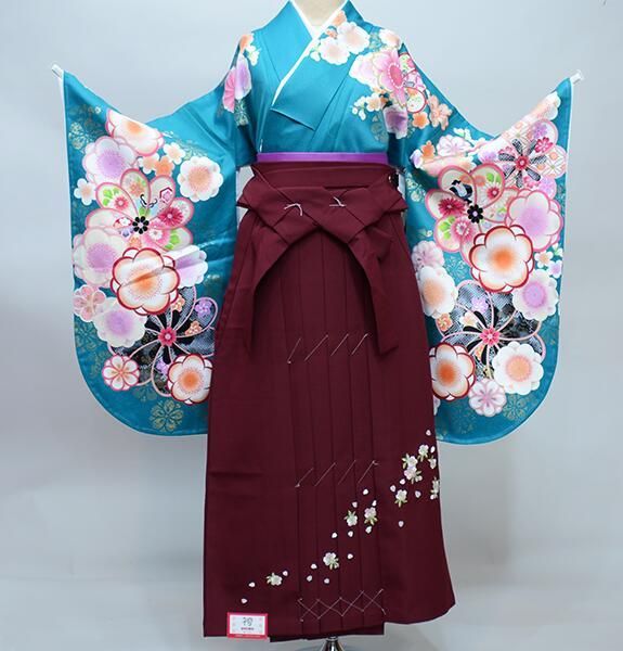 二尺袖 着物 袴フルセット From KYOTO 袴変更可能 NO38560半衿付き - 振袖