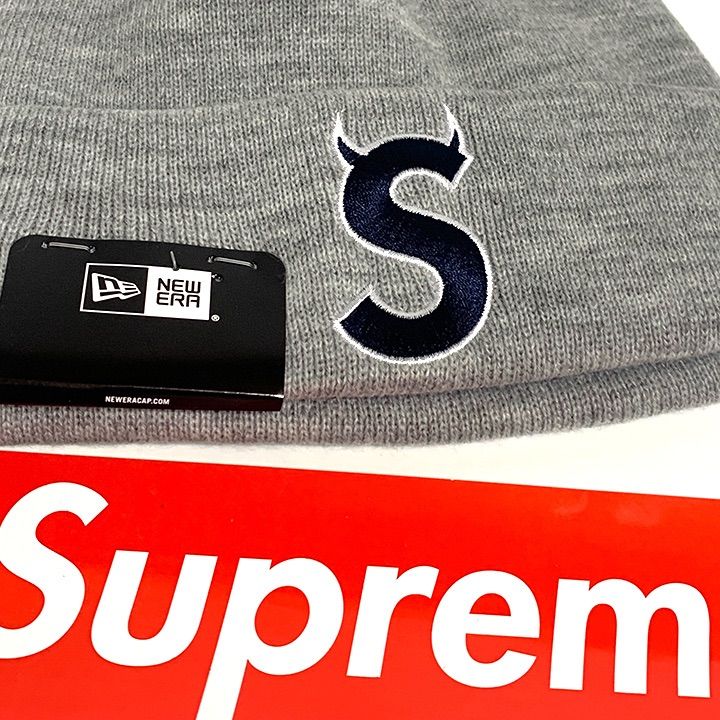 新品未使用 Supreme シュプリーム ニューエラ ニット帽 Sロゴ ツノ