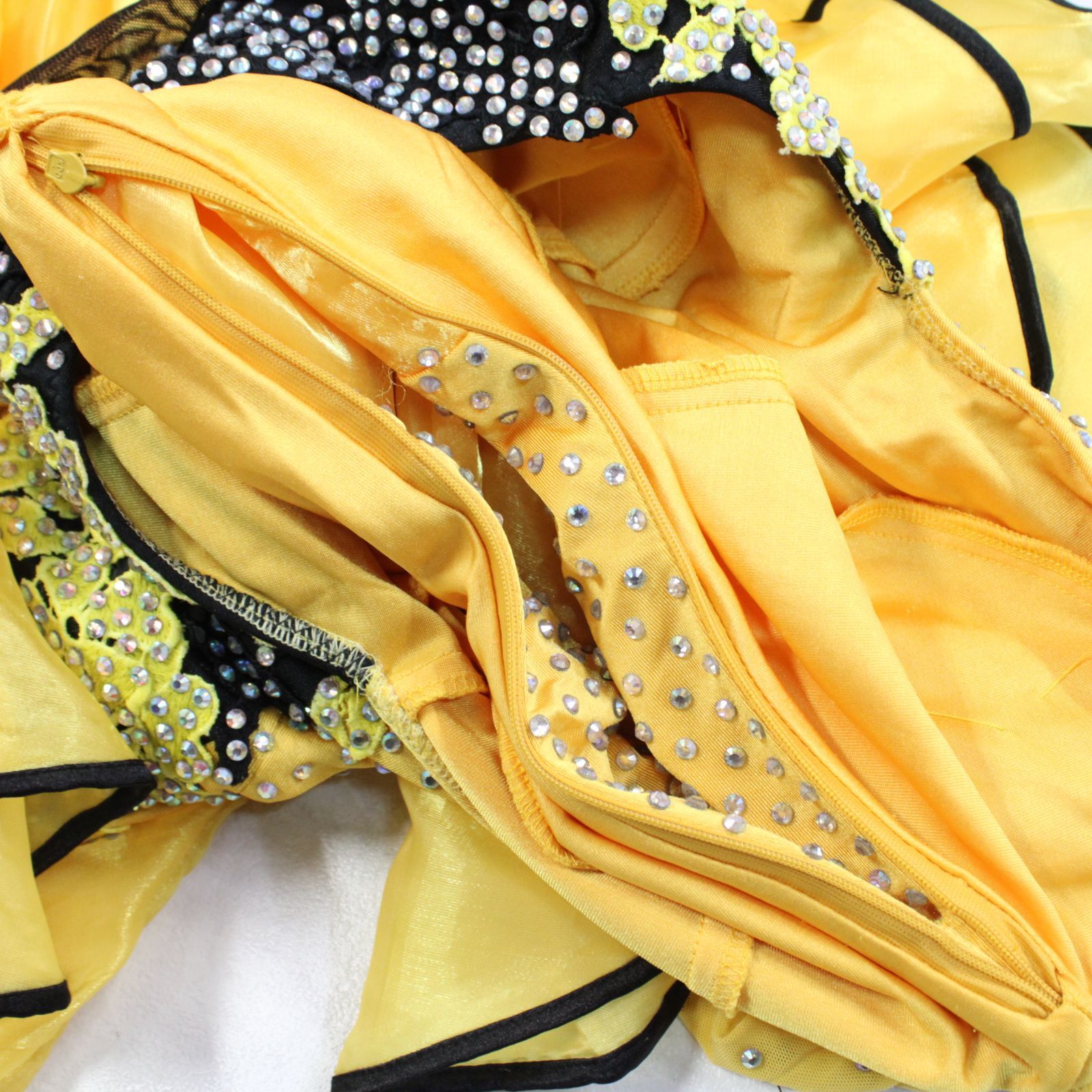 美品 社交ダンス衣装】ワンピース ドレス ラテン 黄色 イエロー