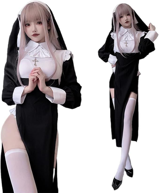 セクシーシスターコスプレ衣装美人修道女制服ドレスハロウイン職業仮装大人レディース セクシーシスターコスプレ衣装美人修道女制服ドレスハロウイン