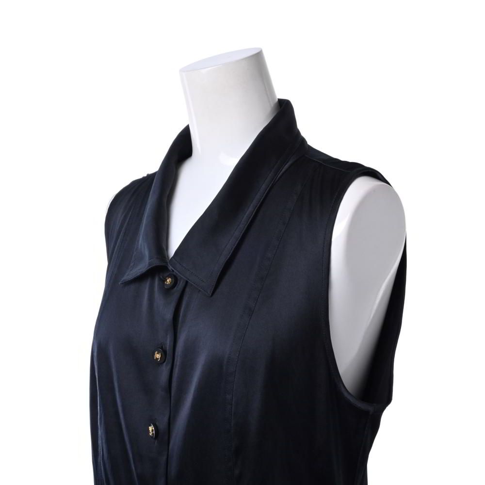 CHANEL ヴィンテージ シルク シャツ ベスト ノースリーブ ココボタン6