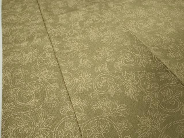 平和屋本店■希少　浦野理一　御子息　浦野範雄　小紋　花唐草文　鬼しぼ縮緬　反端付き　逸品　未使用　DZAA2386kh4 平和屋本店□希少 浦野理一 御子息 浦野範雄 小紋 花唐草文 鬼しぼ縮緬