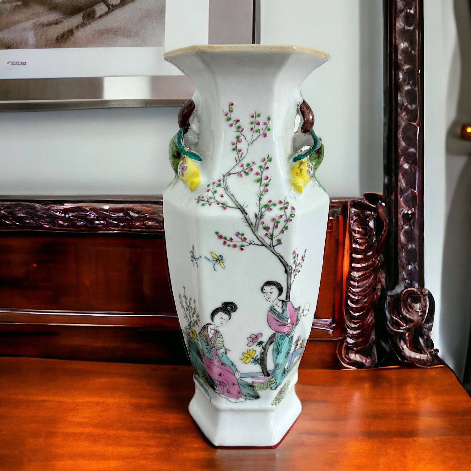 粉彩壺 中華 中国 陶芸 陶器 花瓶 壺 置物 美術品 骨董 壺 陶磁器