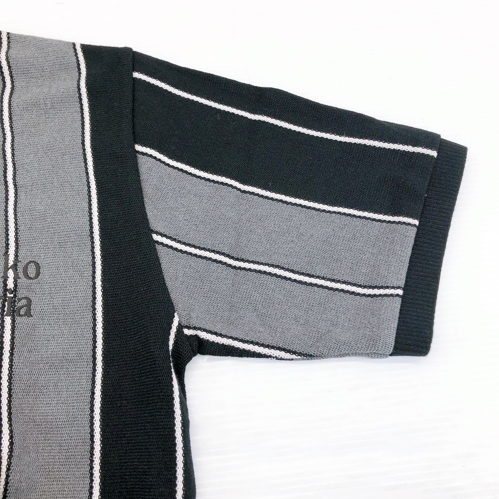 □ 良好 WACKO MARIA ワコマリア ストライプ 半袖 ニット ポロシャツ