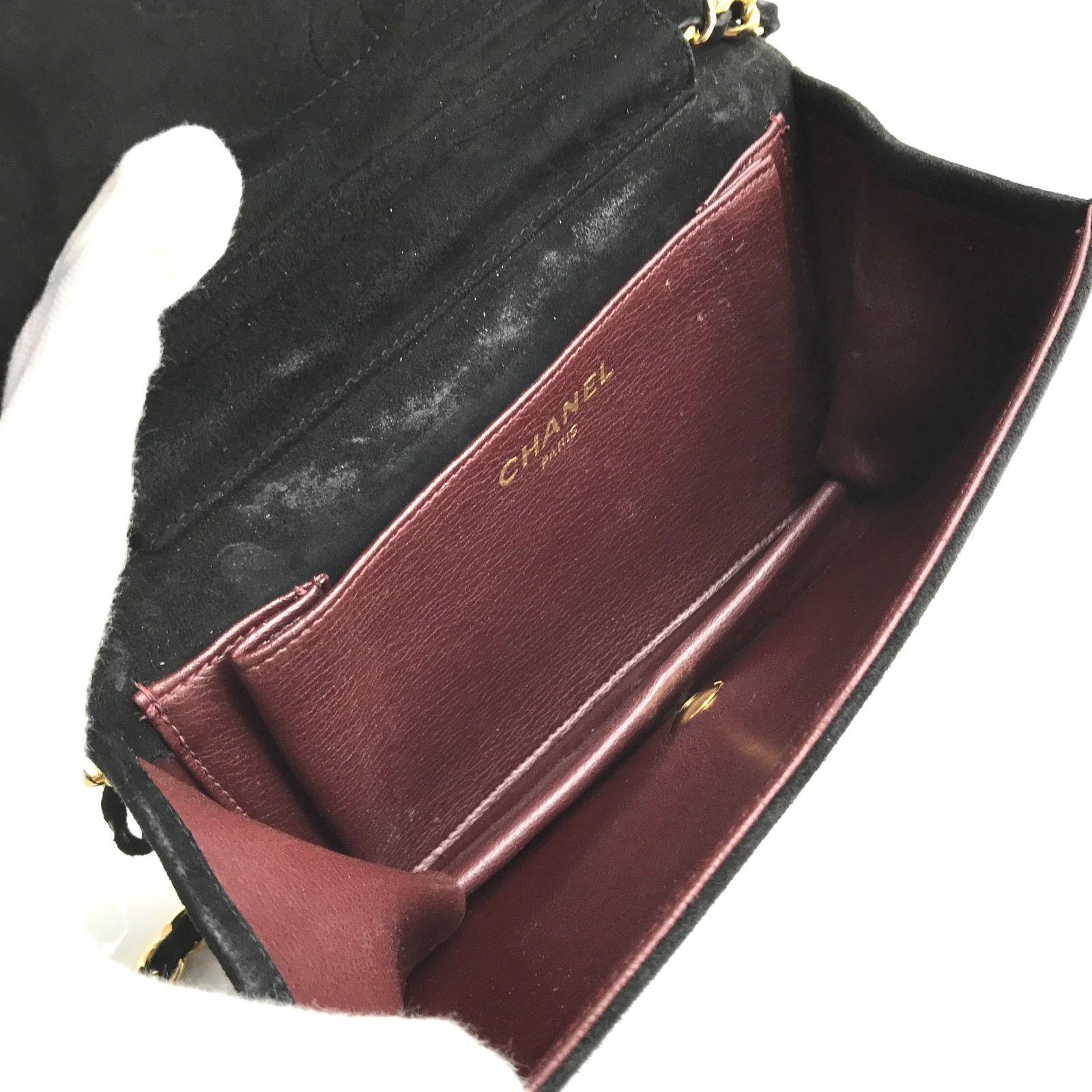 良品 CHANEL シャネル ミニ マトラッセ スエード ココマーク プッシュ