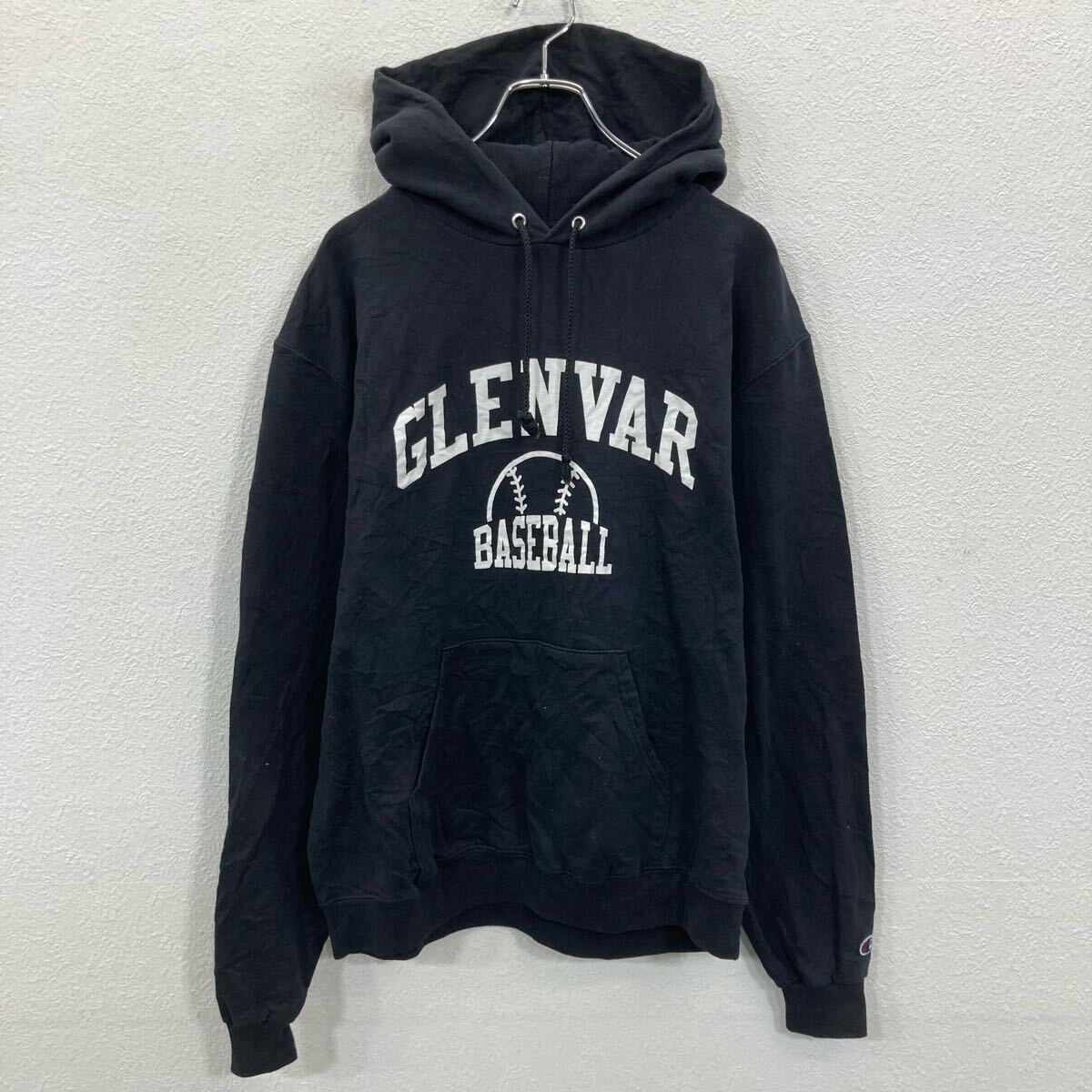 champion プリントスウェット パーカー チャンピオン M ブラック プル 