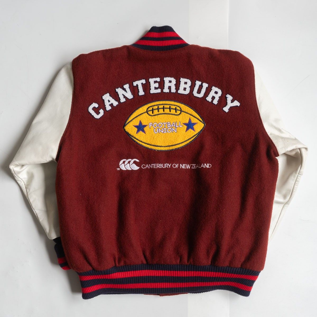 雰囲気抜群 CANTERBURY フルデコ レザー スタジャン L ウール ワッペン カンタベリー 25100044
