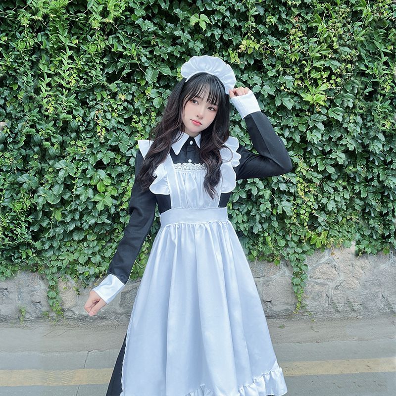 ロリータ ロング メイドドレス ブラック＆ホワイト クラシック