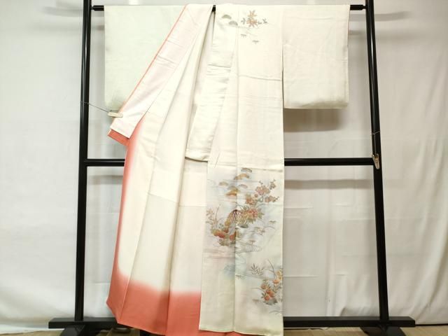 平和屋着物□訪問着 流水枝花文 暈し染め 金銀彩 正絹