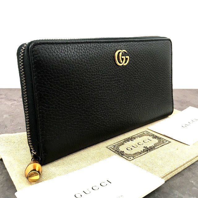 78 送料込み ♥品 GUCCI ジップウォレット 739499 バンブー ブラック