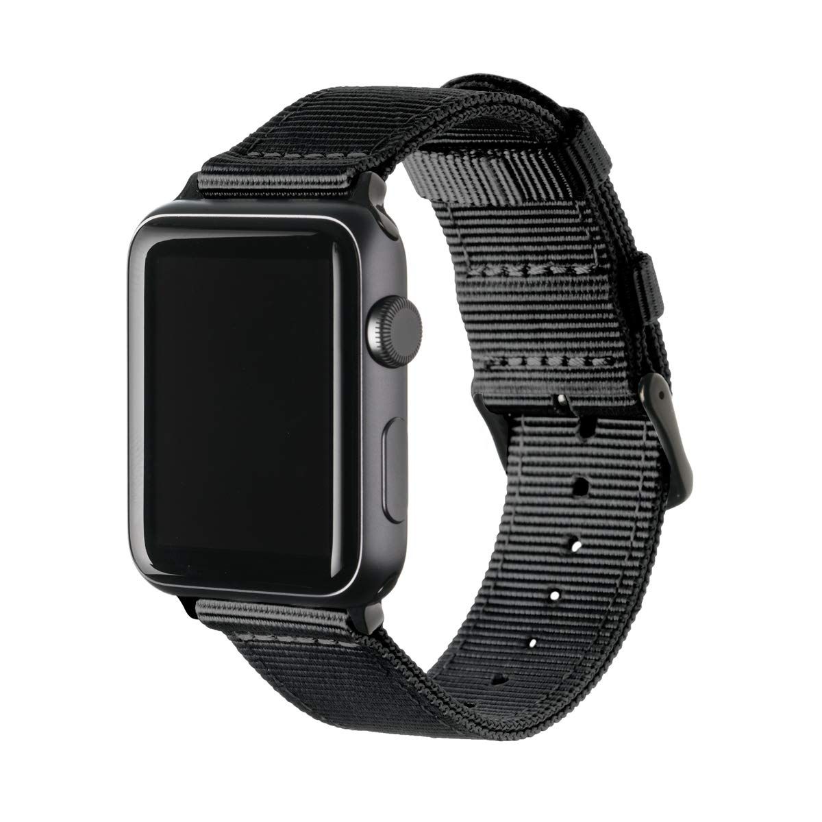 Archer Watch Straps プレミアムナイロン交換用バンド Apple Watch用， ブラック、ブラック， For 42/44/45 mm Apple Watch [ブラック/ブラック] [For 42/44/45 mm Apple Watch]