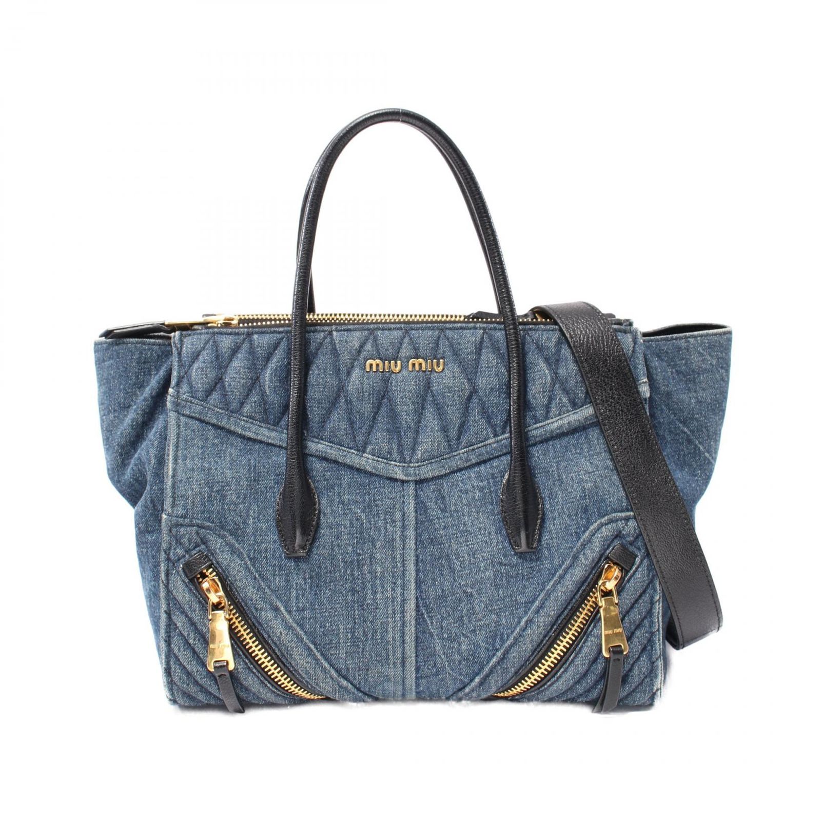 ミュウ ミュウ Miu Miu ハンドバッグ DENIM BIKER デニムバイカー 