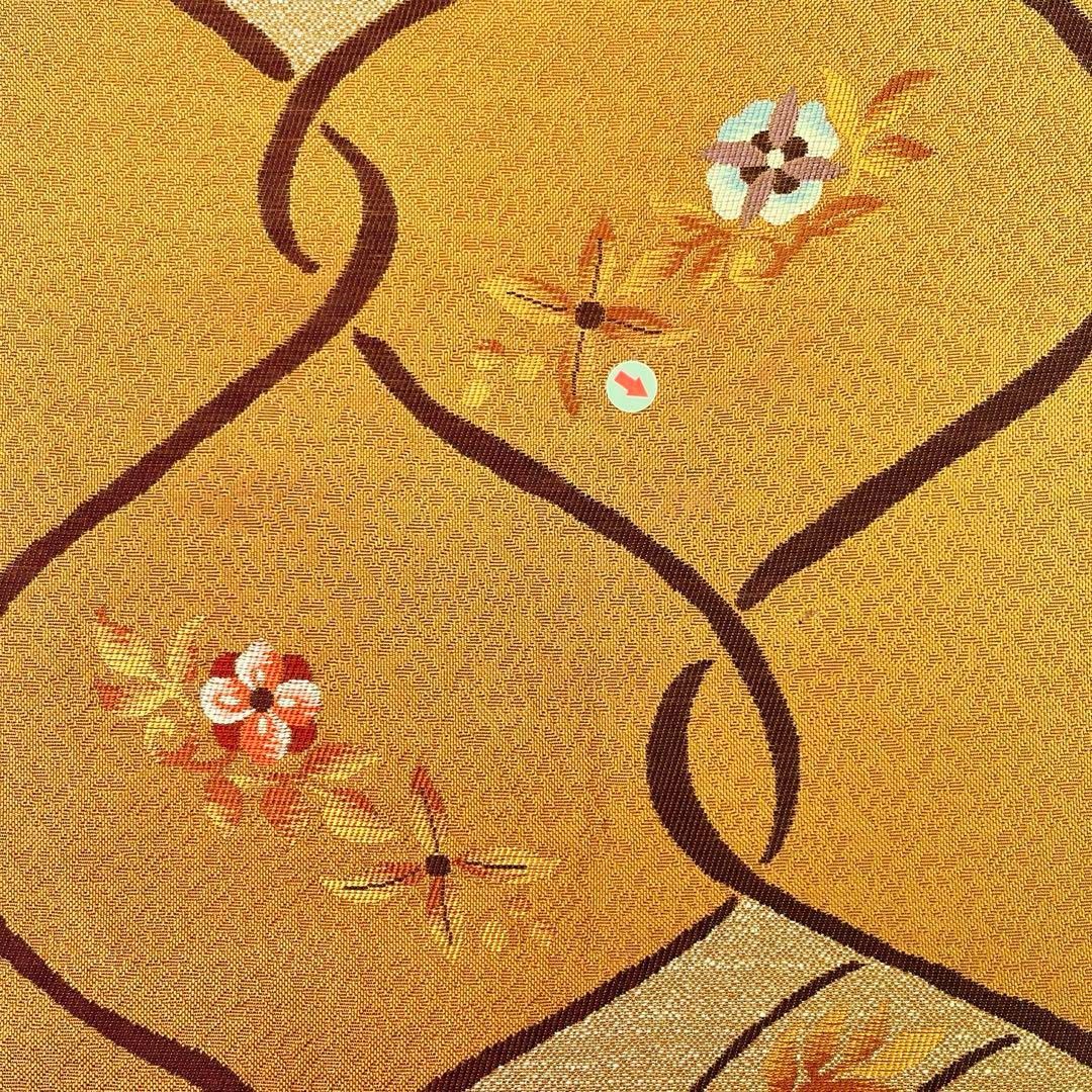 袋帯 まわた紬 夢 花模様 木蘭色 O-4157 袋帯 まわた紬 夢 花模様 木蘭色 O-4157