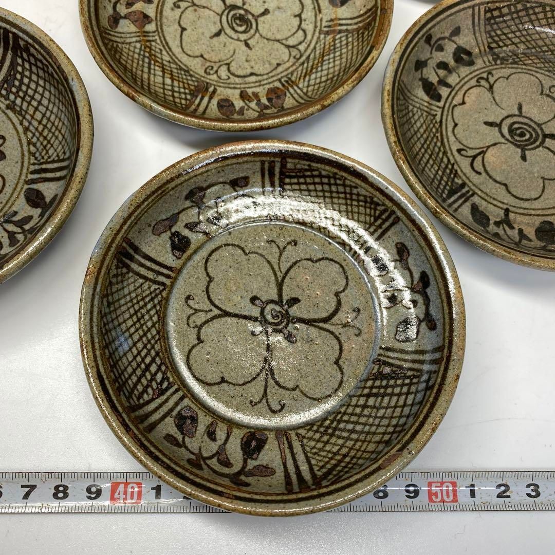 江戸時代 絵唐津 小皿5枚 幅約11.6㎝ 木 タニト 東さ6-0814