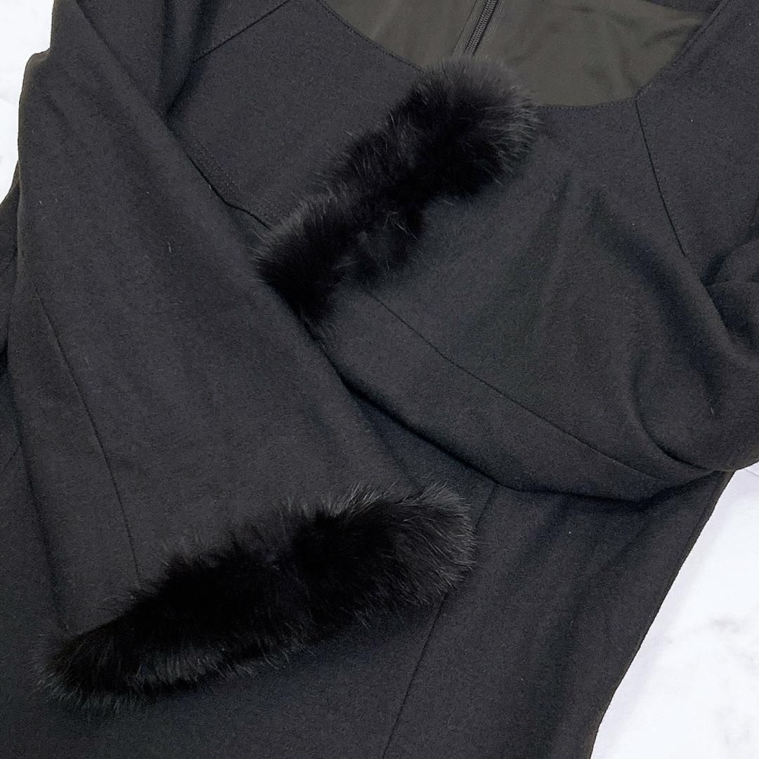 レッキスファー袖 ウールワンピース