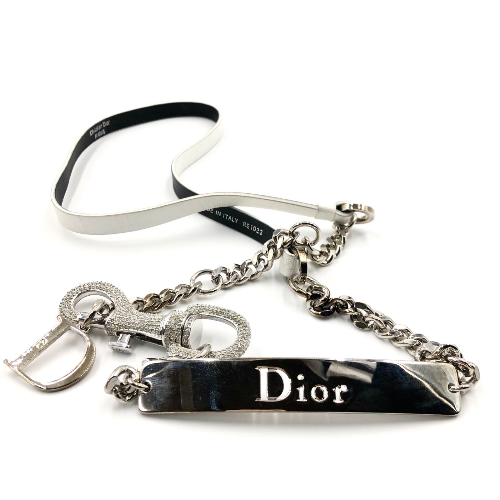 Dior シルバー Dロゴ チェーンベルト　ホワイト ディオール Dior シルバー Dロゴ チェーンベルトホワイト ディオール
