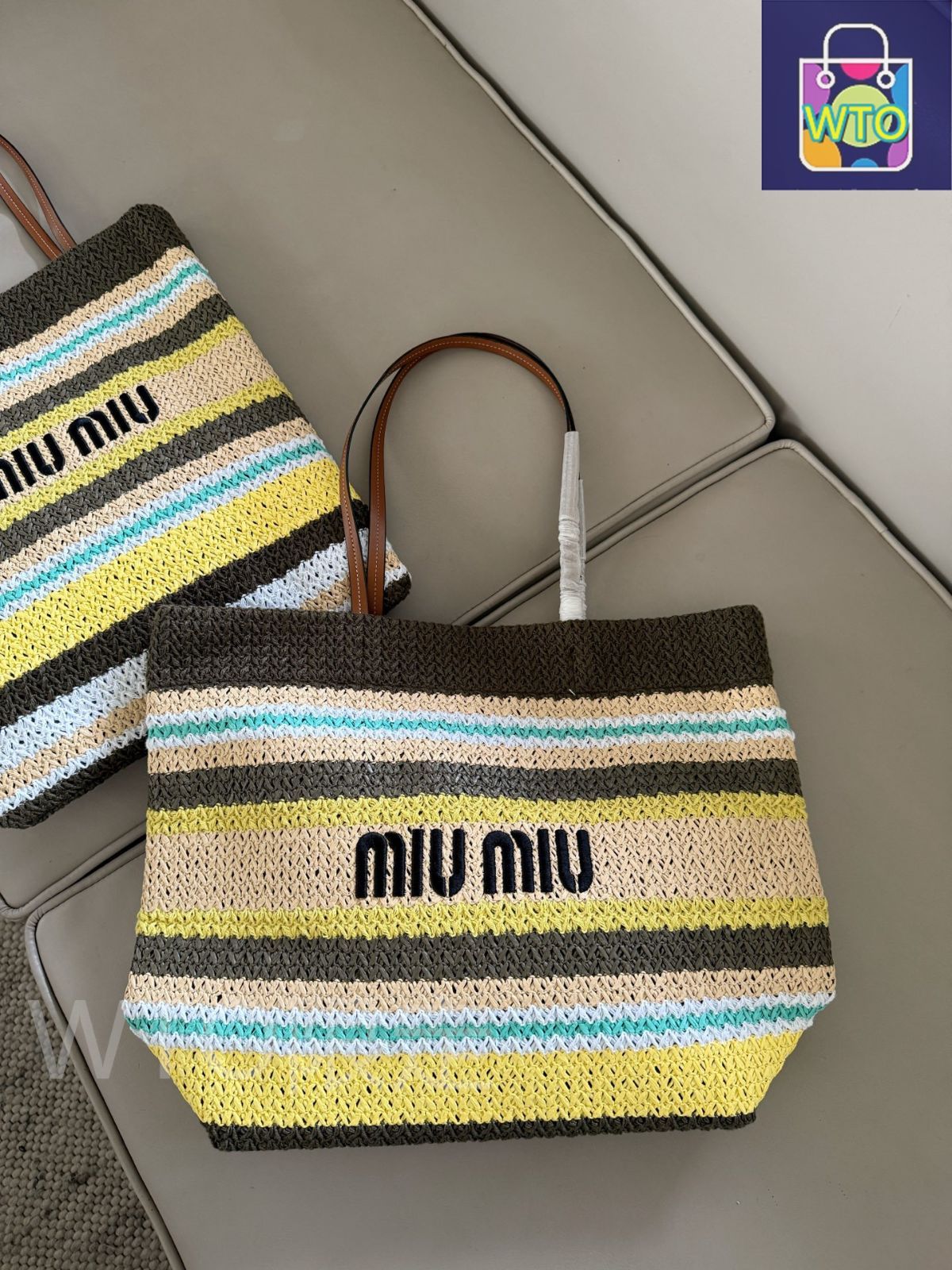 Miu Miu♡カラフルなクロシェ トートバッグ♡ 今日特価】Miu Miu ミュウミュウ クロシェット トートバッグ