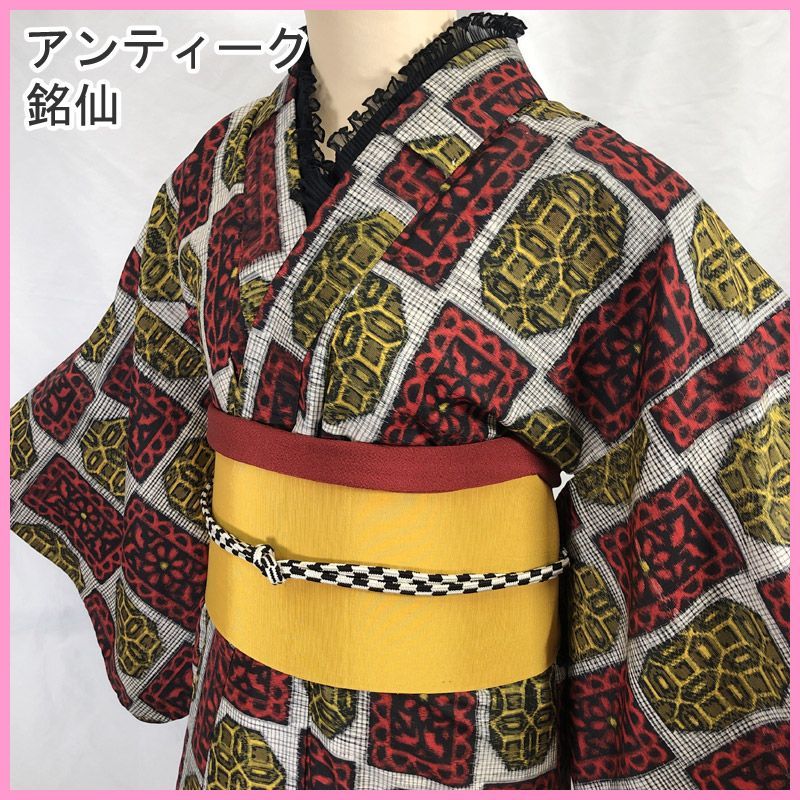 407aa31▽売り尽くしセール！アンティーク着物 銘仙 チェック