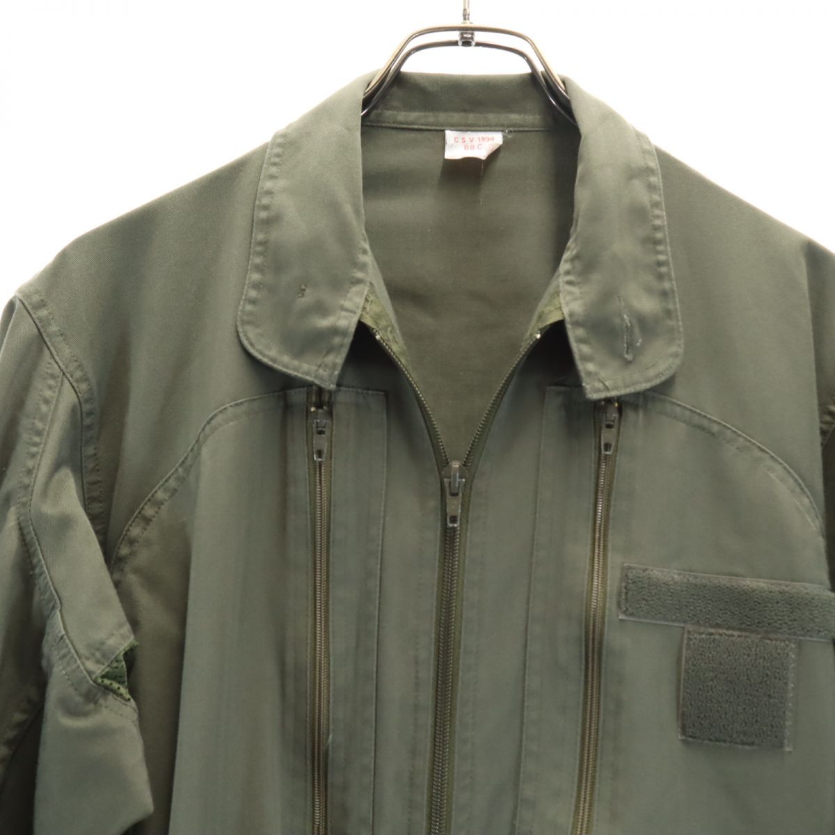 フランス軍 90s ジャンプスーツ 空挺部隊 パラシュート つなぎ カーキ FRENCH ARMY 作業着 作業服 メンズ 【中古】 【240214】