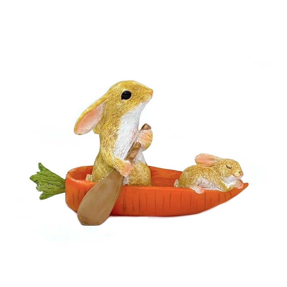 キャロットボート 兎 赤ちゃんうさぎ 親子ウサギ ラビット ボート 置物