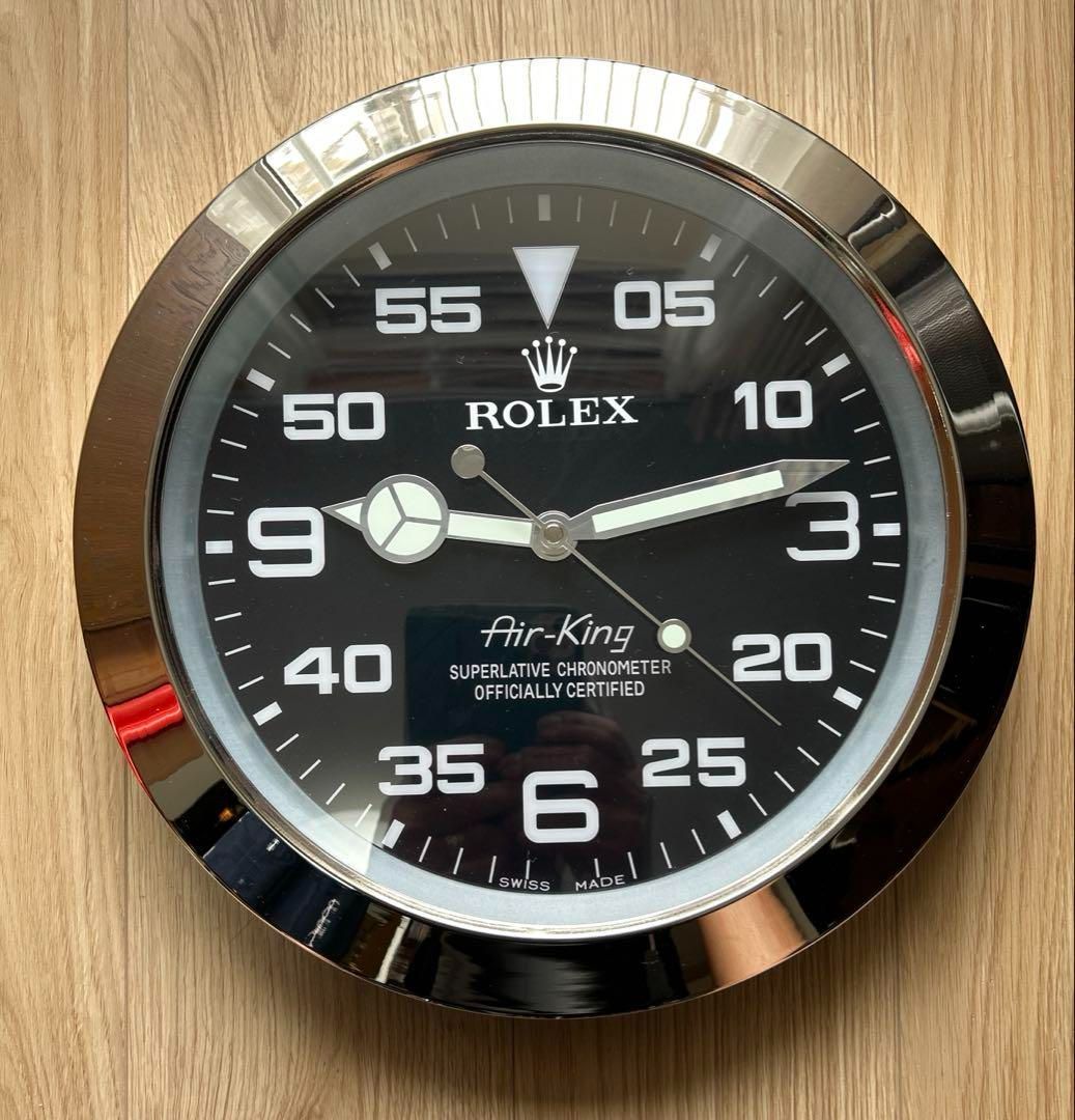 海外販促品 ROLEX掛け時計 エアキング シルバー|ブラック-WTO輸入1
