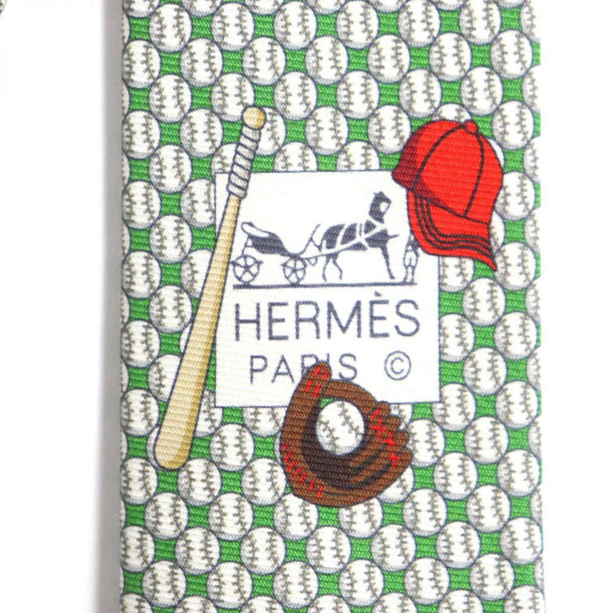 極美品▽HERMES エルメス 646083 野球ボール/ベースボール柄 シルク100