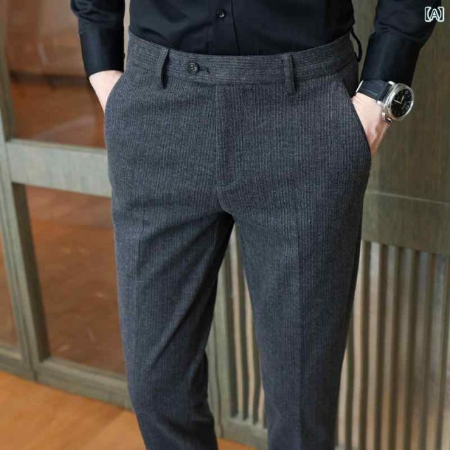 30 体重約 120 ポンド メンズ ファッション 服 男性用 オシャレ シンプル 大人 かっこいい 大きいサイズ ストリート 紳士服 ウール カジュアル パンツ ストライプ スリム フィットパンツ ビジネス スーツ フリース