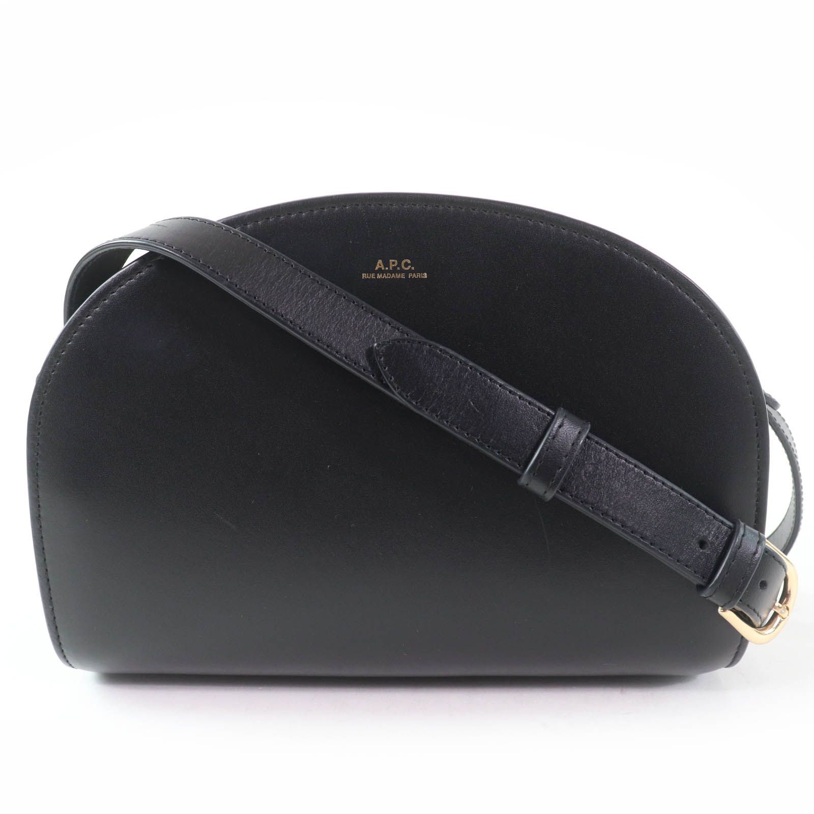 美品☆A.P.C. アーペーセー ロゴ入り ハーフムーン 半月型 レザー