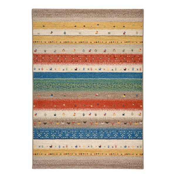 ギャッベ風 ラグマット/絨毯 【160cm×230cm グリーン】 長方形 ウィ