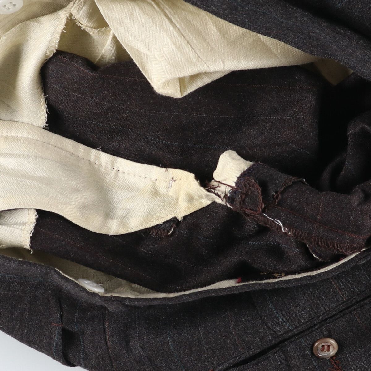 古着 80年代 C&R Clothiers ストライプ柄 ツータック ウール