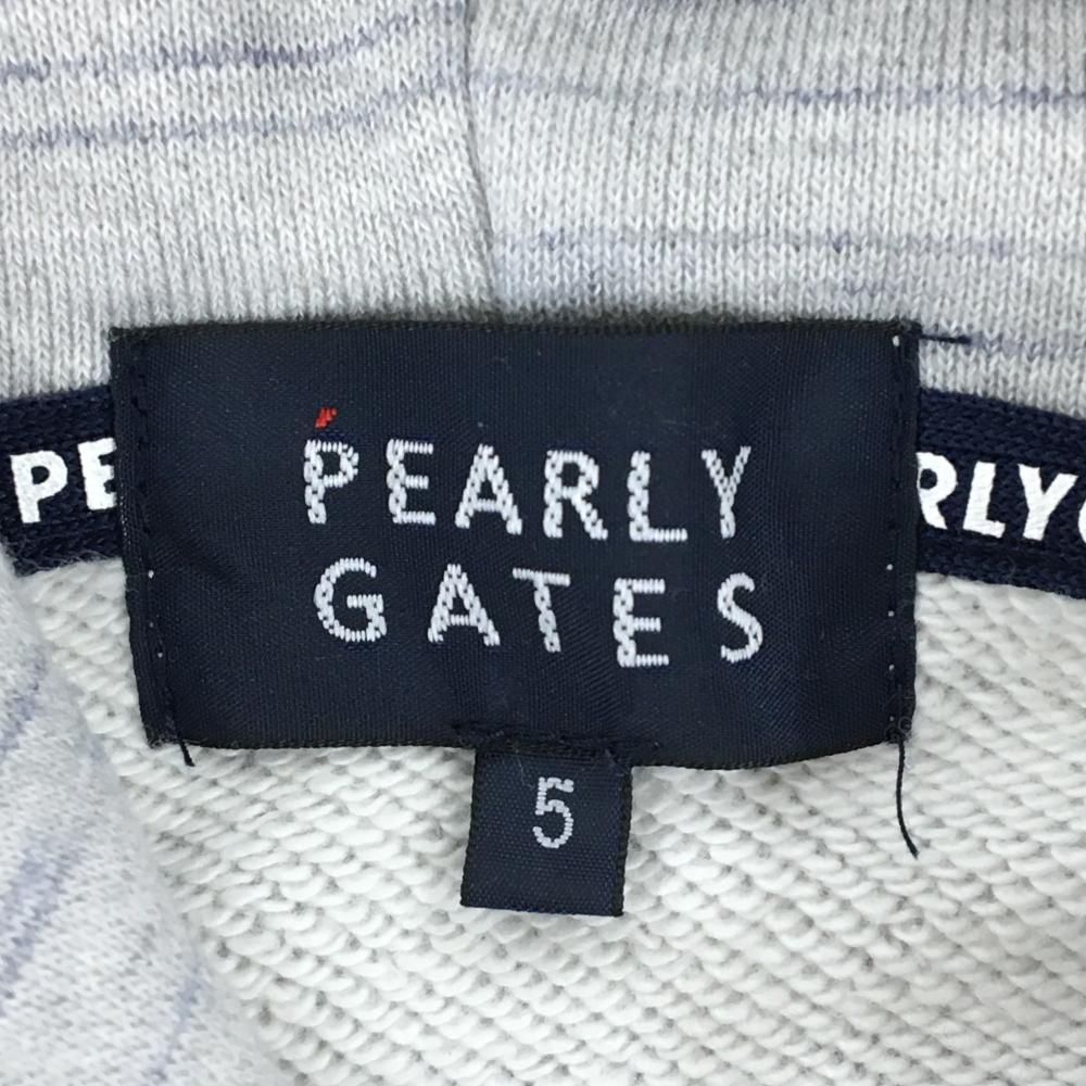 美品】パーリーゲイツ ジップパーカー 杢ライトグレー 肩ロゴプリント