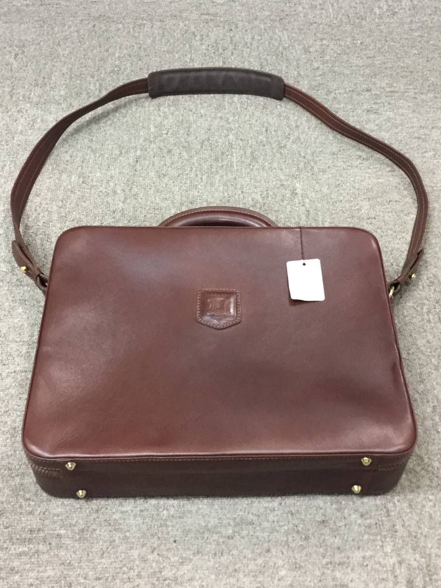 【極美品】セリーヌ  ヴィンデージ  ビジネス  ブリーフケース バッグ 美品！格安！セリーヌ オールドセリーヌ ブラゾンロゴ レザー