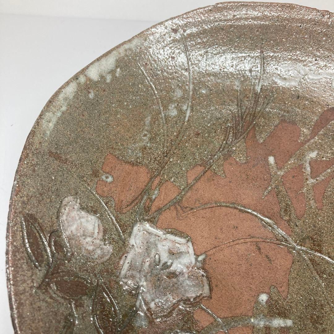 坪島土平　廣永窯　秋草図大皿　唐津　共箱　直径31.2cm 東H5-0624⑦ 坪島土平 廣永窯 秋草図大皿 唐津 共箱 直径31.2cm 東H5-0624⑦
