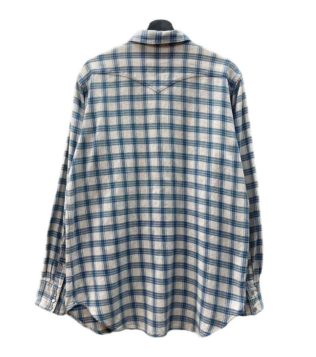 ダブルアールエル RRL 90s 90年代 三ツ星タグ ヘビーネル ネルシャツ ウエスタンシャツ 白 青 長袖シャツ チェック ホワイト Mサイズ 104MT-2015