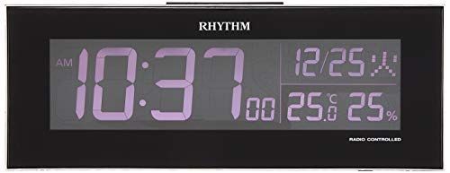 ブラック リズム RHYTHM 目覚まし時計 電波時計 デジタル グラデーション LED 365色表示 AC電源 黒 イロリア Iroria 8RZ173SR02