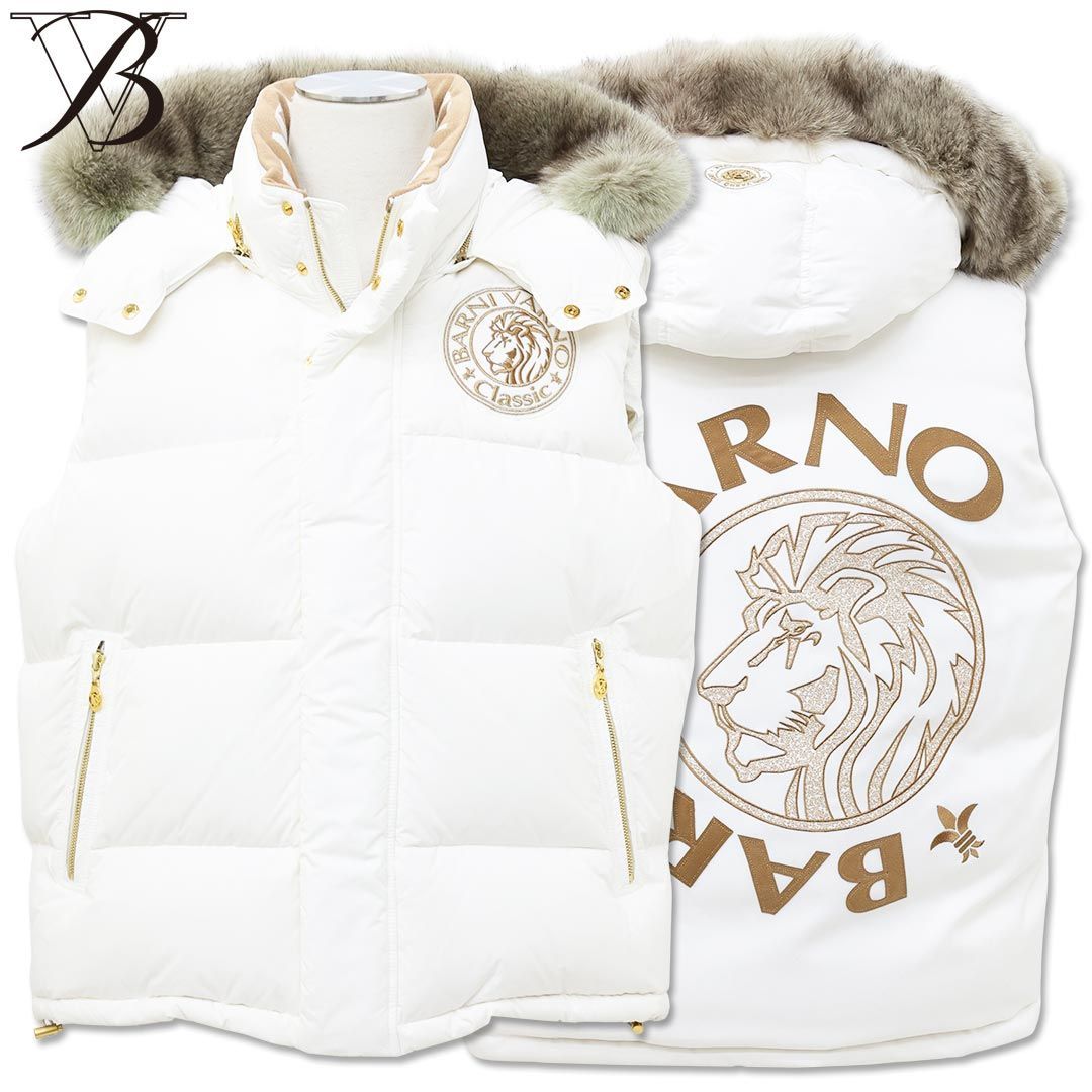バーニヴァーノ BARNI VARNO ライオンデザインダウンベスト LLサイズ BAW-IDV3401 ホワイト 02 ジャケット アウター ベスト 秋冬