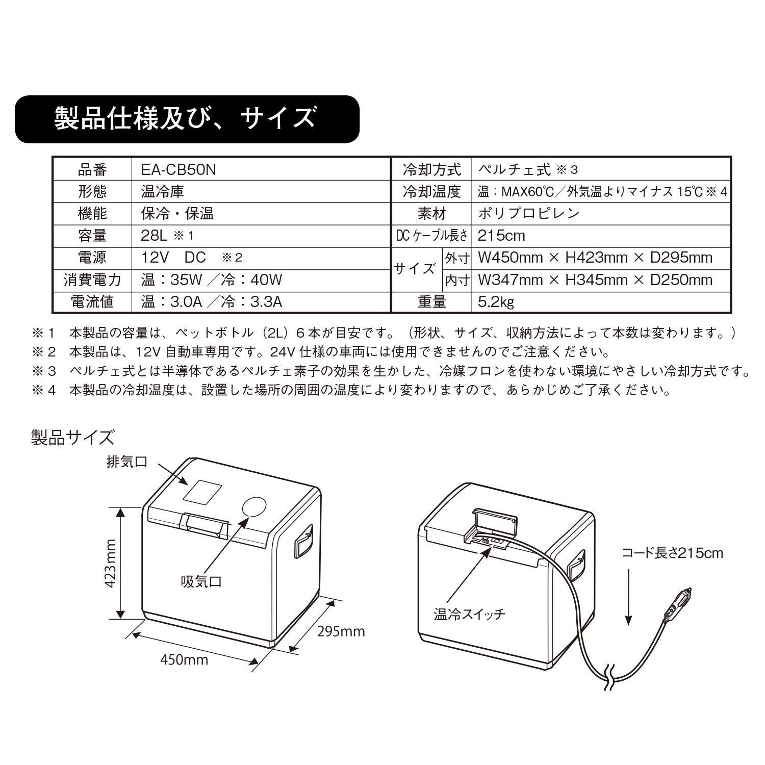 新品 Terzo テルッツォ (by PIAA) 車載温冷庫 28L エクセルクール