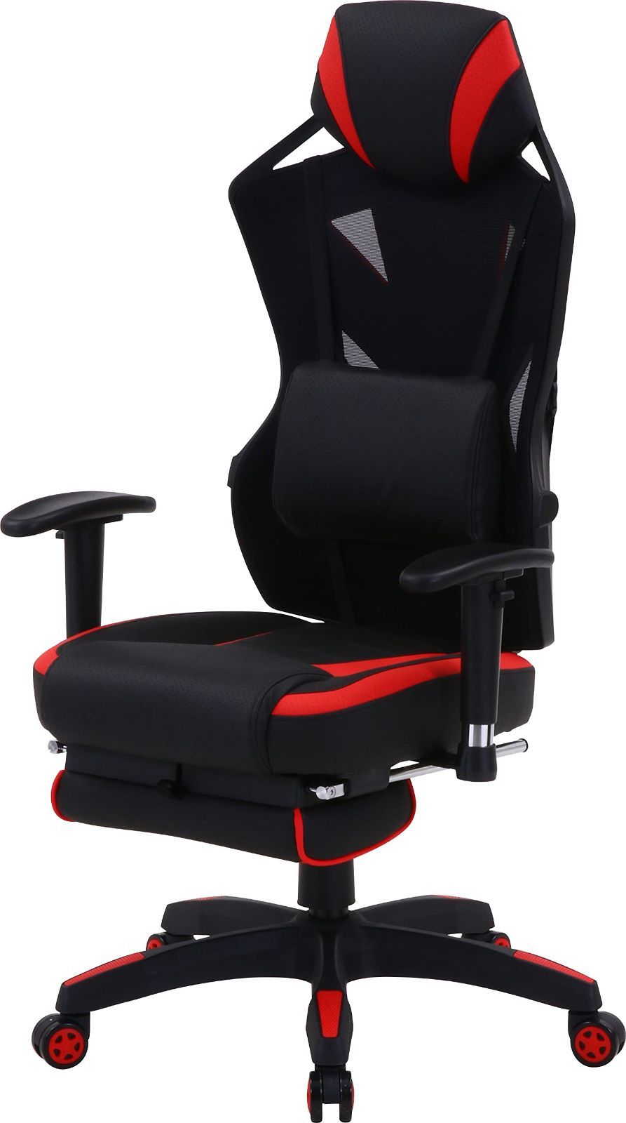 新着商品 19429 レイズ リクライニング 回転式 フットレスト付き メッシュ レッド 幅68.5×奥行65.5×高さ118~125.5cm パーソナルチェア ゲーミングチェア 不二貿易