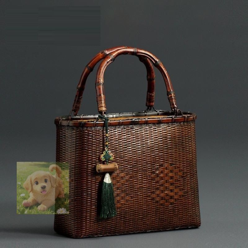 爆売り 職人手作り 竹編みバッグ 竹細工 收納 竹編包 小物入れ籠 ハンドバッグ 竹製品