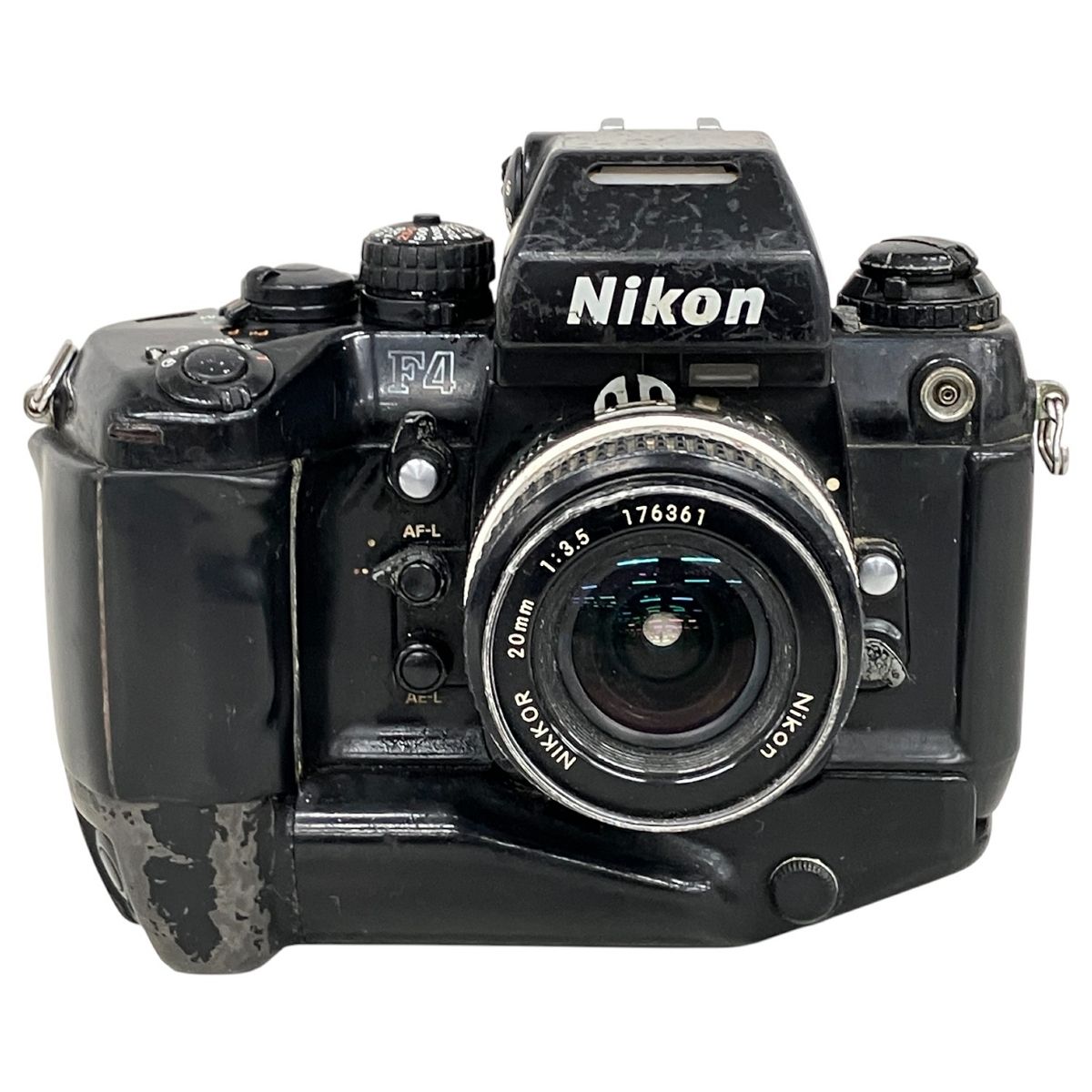 Nikon F4 ボディ フィルム カメラ 一眼 レフ MB-21 電池 ボックス Nikon NIKKOR 20mm 1 3.5 広角 一眼レフ用 カメラ レンズ付き ニコン 撮影 ジャンク K10536370