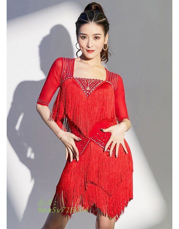 社交ダンス ラテンドレス 社交ダンス ワンピース ダンス衣装 演技服 練習着 チャチャチャ ワンピース 五分袖 ワルツ 装飾あり hea5v716054 LLC-HASEGAWATOSO_COM