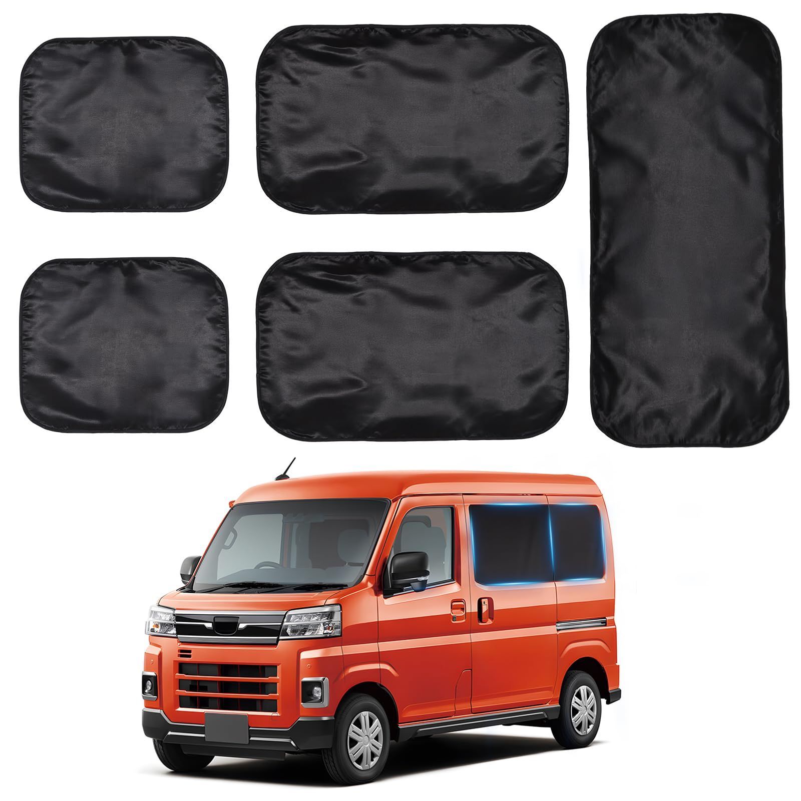 新品 ZATOOTO 車用 カーテン スズキ ダイハツ ハイゼット カーゴ アトレー (S700V/S710V) 専用 マグネット 車中泊カーテン 遮光 車種専用用品 5枚セット 目隠し 日よけ 防災 カー用品 ブラック CT119-BK5