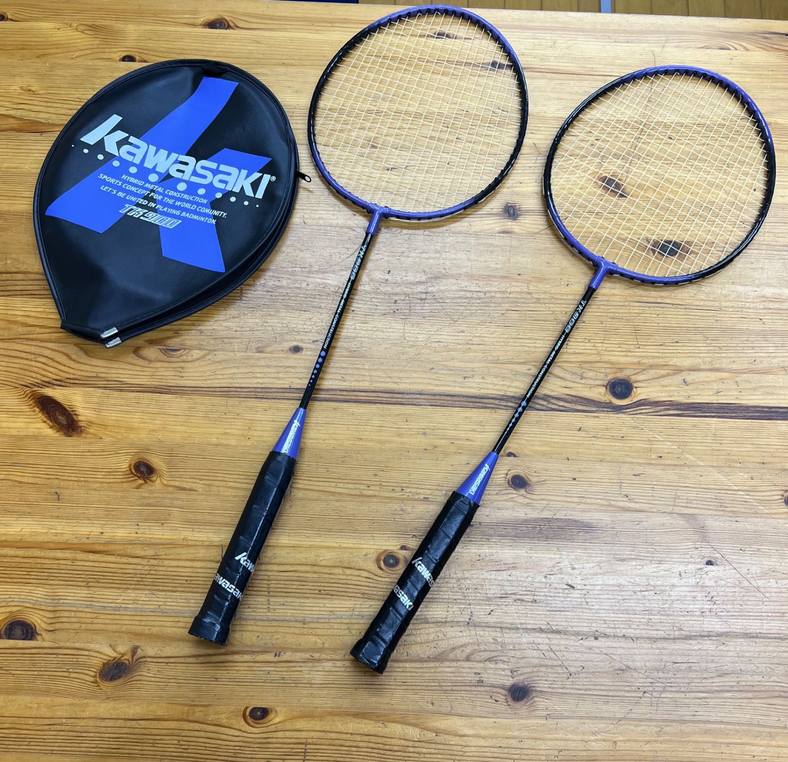 カワサキ バドミントン ラケット 2本セット YONEX ケース - ラケット