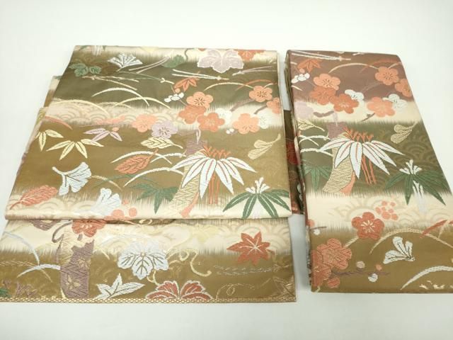 平和屋着物●つけ帯 唐織 吉祥花文 金銀糸 正絹 DAAX4367ps