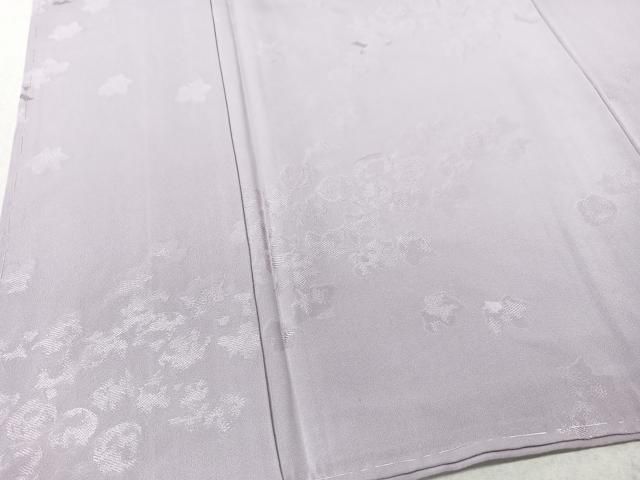 平和屋着物▽上質な色無地 単衣 紗綾形地紋 白鼠色 正絹